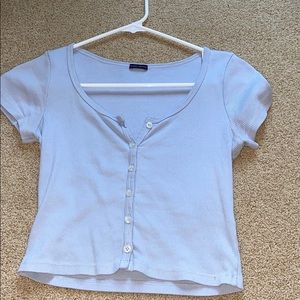 blue button up brandy tee shirt